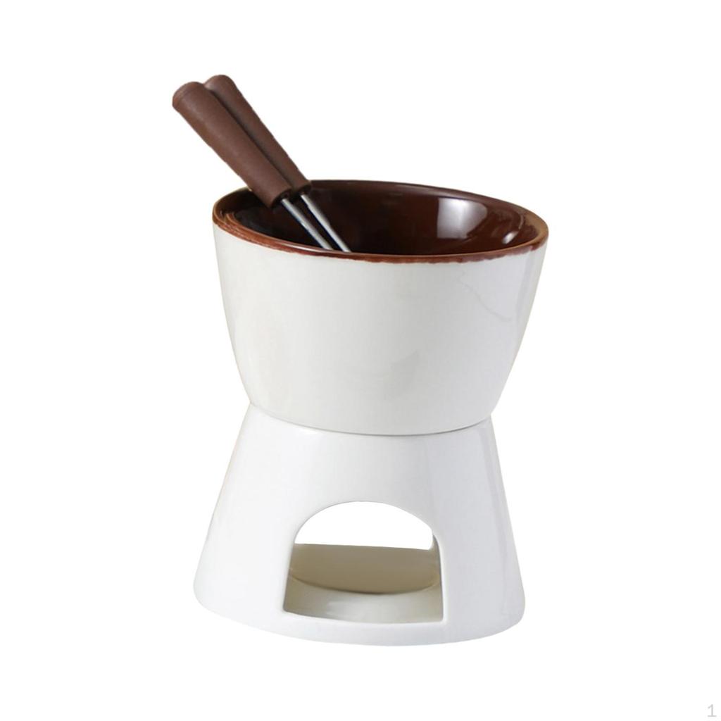 Chocolate Fondue Pot Tea Light Porcelain Melting Cheese Anniversary Melter