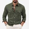 European and American Men's Shirt Double Pocket Casual Long Sleeved Top