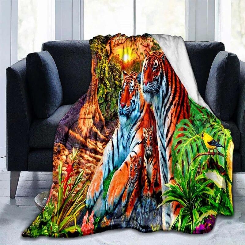Фланелевое одеяло с рисунком тигра и животного, покрывало для дивана, мягкое теплое одеяло для взрослых, дорожное одеяло, охлаждающее одеяло