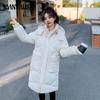 Плюс размер средней длины хлопковая одежда женская зимняя свободная съемная шапка хлопковая куртка