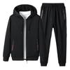2 Pcs/Set Coat Pants Set Hooded Drawstring Long Sleeve Loose Cardigan Elastic Waist Pockets Jogging Exercise Sportswear Jacket Trousers Tracksuit