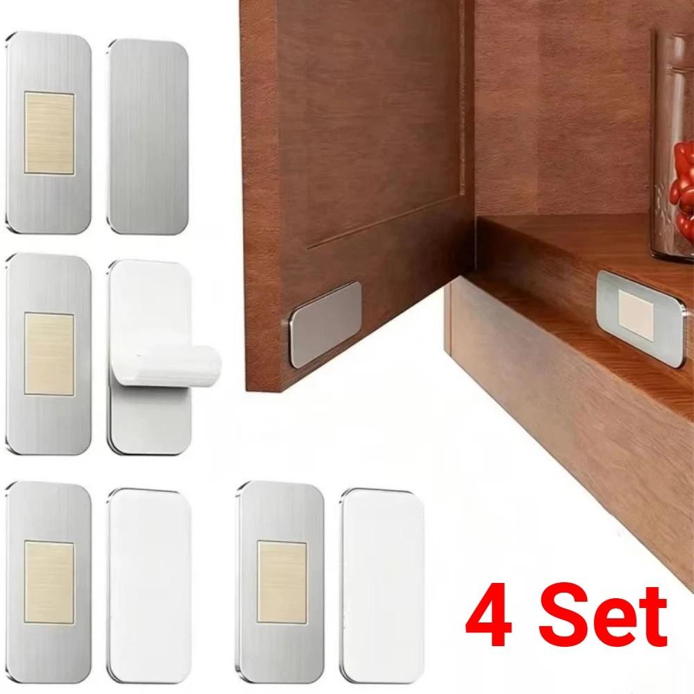 4 Set Stainless Steel Magnetic Cabinet Door Catch Self-Adhesive Drawer Closer Furniture DIY