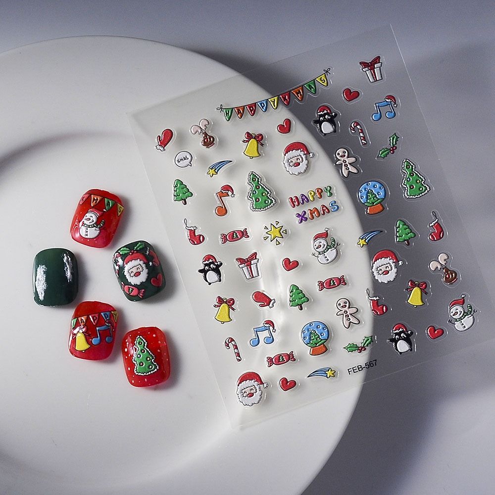 Милые рождественские маникюрные наклейки снежинки маникюр дизайн ногтей Decoratio 5D рельефные наклейки для ногтей женские