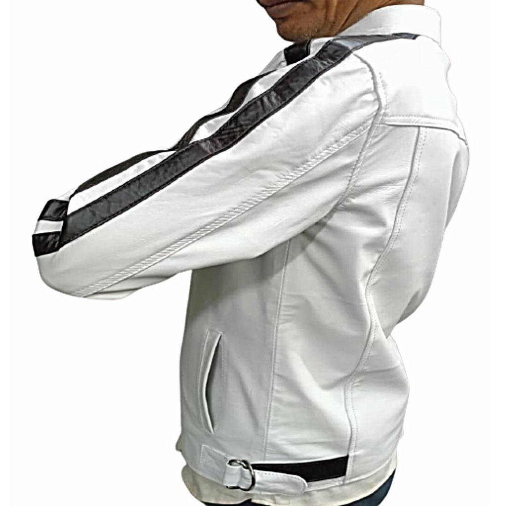 Мужская кожа овчины, косуха, мотоциклетная куртка, мотокуртка в стиле вестерн, белая кожаная куртка, куртка для вечеринок, специальный подарок для него