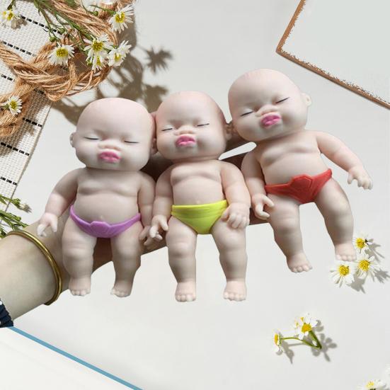 Simulation Human Baby Doll Squeeze Toy Flexible Tensile Rebound Cute Baby Doll Soft TPR Pinch Toy Anti-stress Vent Toys Cartoon Doll Squishes