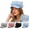 Adjustable Newsboy Cap Solid Color Octagonal Hat Cute Cat Ear Beret  Women