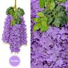 12Pcs Artificial Wisteria 3 Forks Realistic Home Wedding Garden Indoor Outdoor Wall Hanging Colorful Faux Flower Vines Garland Decoration
