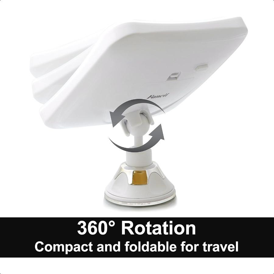 10-кратное увеличительное зеркало для макияжа с подсветкой, светодиодное зеркало для макияжа дневного света, компактное, на присоске с фиксатором, 6,5 дюйма в ширину, вращение на 360 градусов, портативное, ил