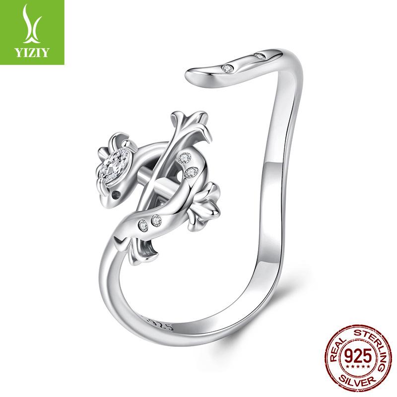 S925 Sterling Silver Iris Snake Open Ring, Personalized Vintage Cross Lucky Ring Jewelry