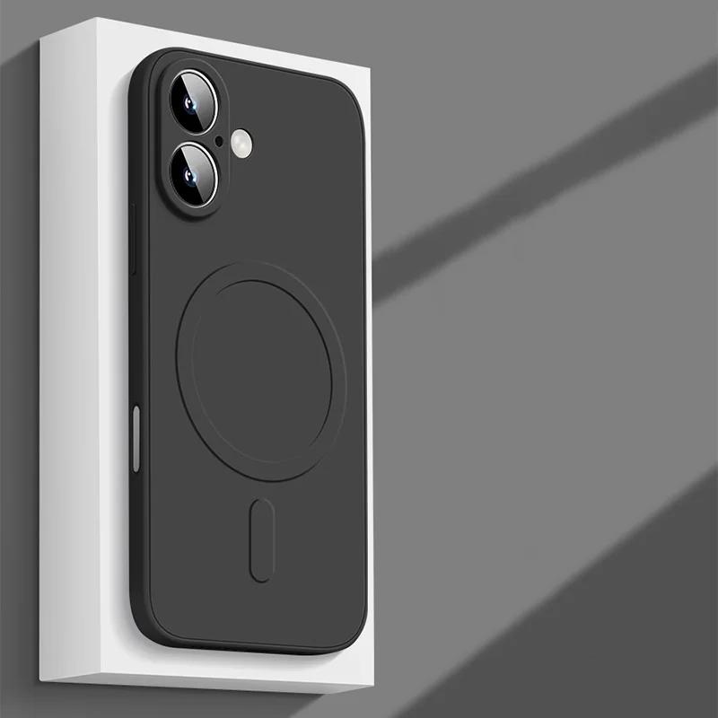 Оригинальный магнитный чехол из жидкого силикона для iPhone 17 16 15 14 Plus 13 12 Mini 11 Pro XS Max Для беспроводной зарядки Magsafe Мягкая крышка