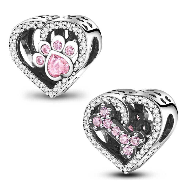 Copper Pet Dog Charms Schnauzer French Bulldog Puppy Paw Beads Fit Original Pendant For Women Bracelet Diy Jewelry