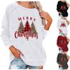 Women's Casual Fashion Christmas Printed Long Sleeve O-Neck Pullover Top