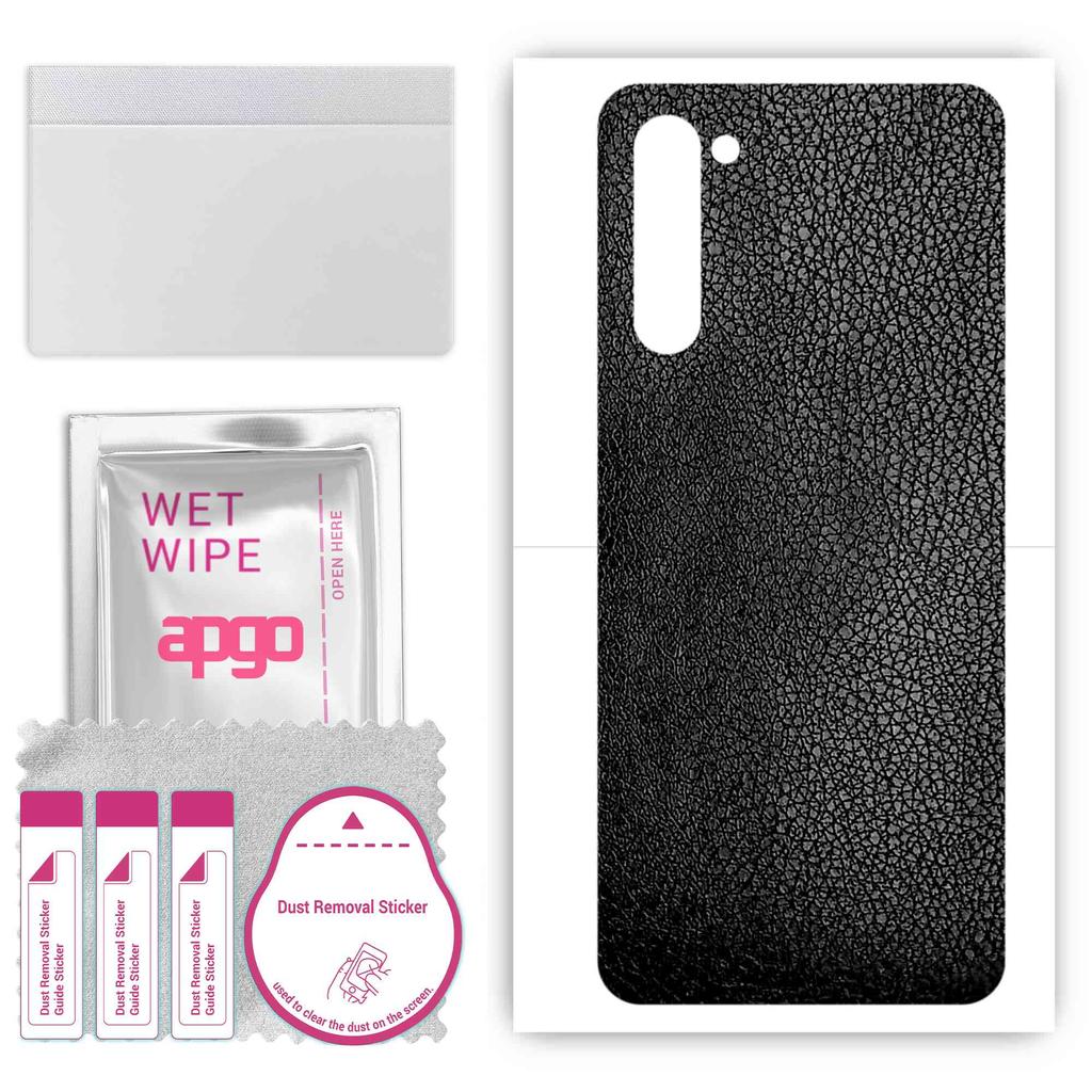 apgo Protective Skin Sticker for the back compatible with Oppo Find X2 Lite, Wrap Film, Foil, Vinyl - Pattern Black Leather
