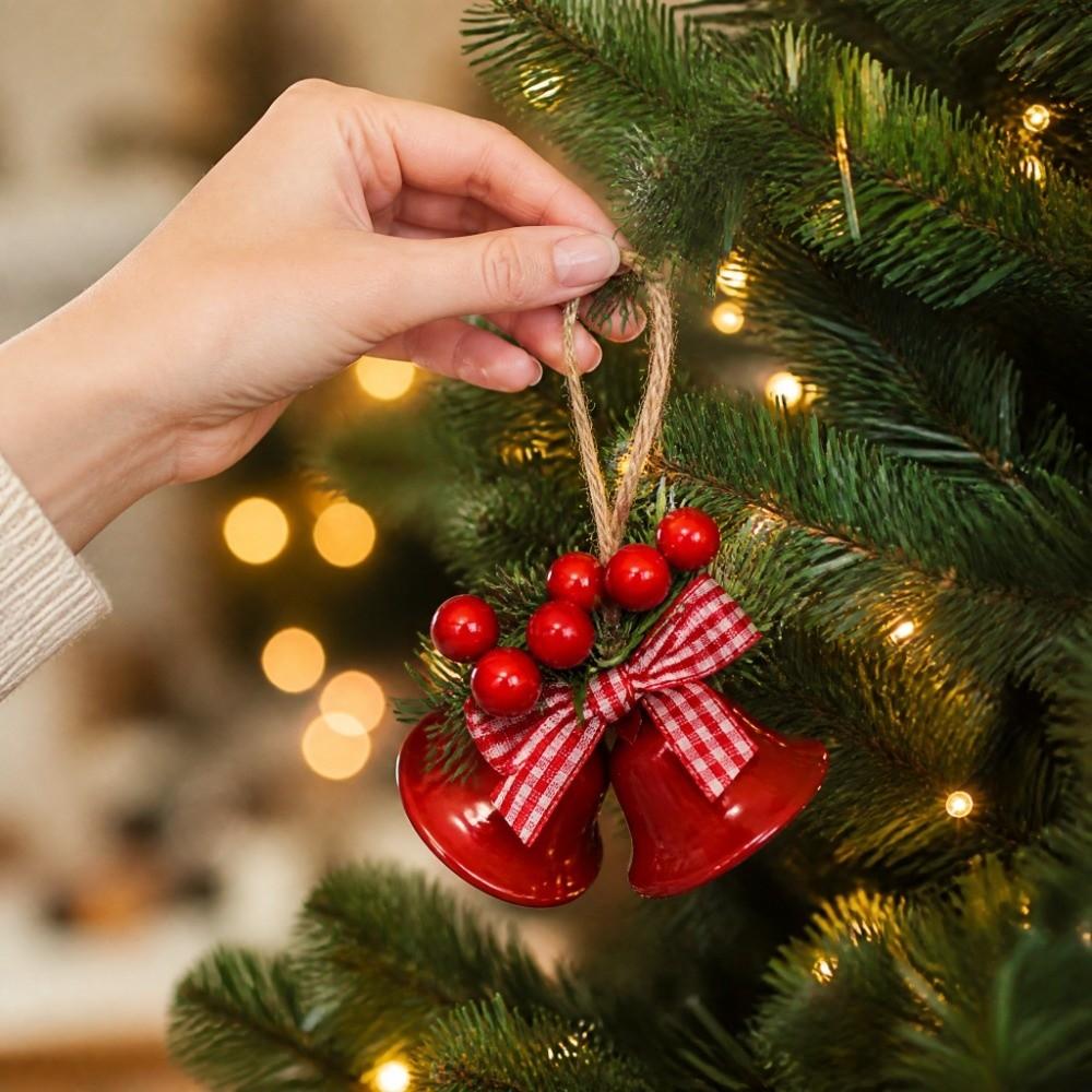 Plastic Christmas Bell Pendant Double-Bell Christmas Tree Bell Decoration Window Decoration