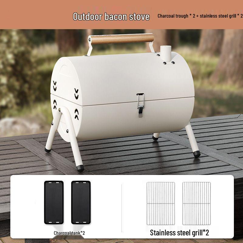 Портативный двусторонний угольный гриль - Складная решетка для барбекю для кемпинга и домашнего использования.