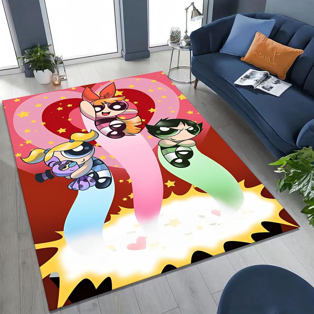 Мультяшный P-Powerpuff Girl Милый Арт Ковер Коврик для Спальни Гостиной Дивана Домашний Придверный Коврик Декор, Большой Детский Нескользящий Напольный Коврик