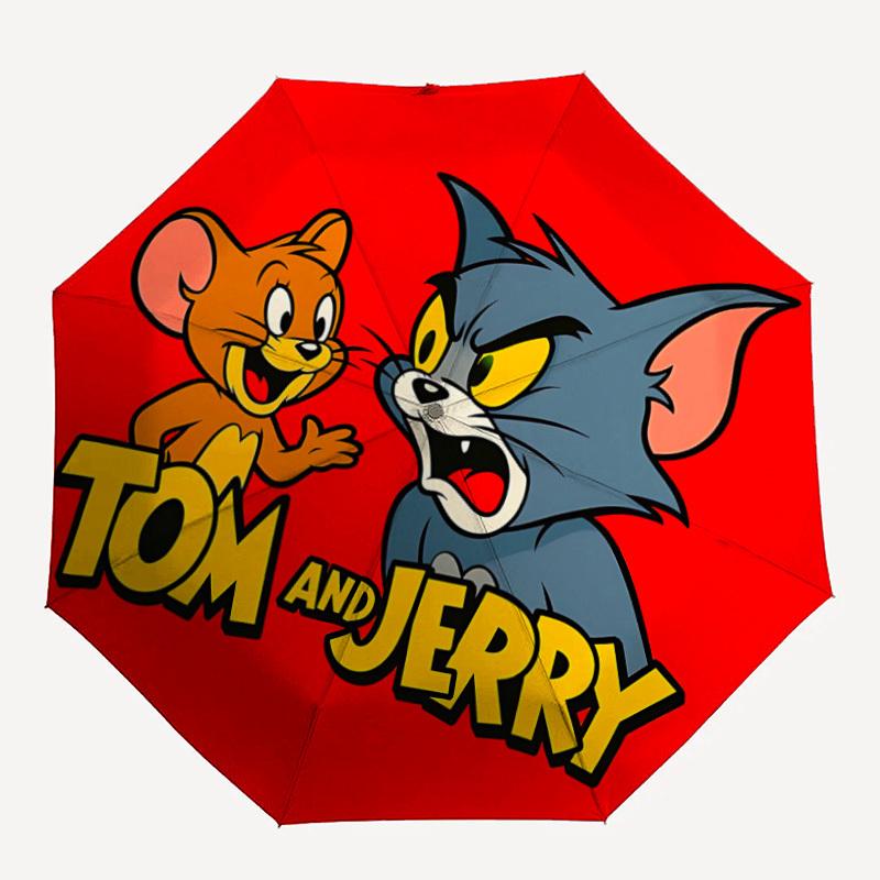 1pc Tom, Jerry Automatic Folding Umbrella - Sturdy 8-Rib Polyester Canopy,Sun-Defying Travel Companion yy251023177