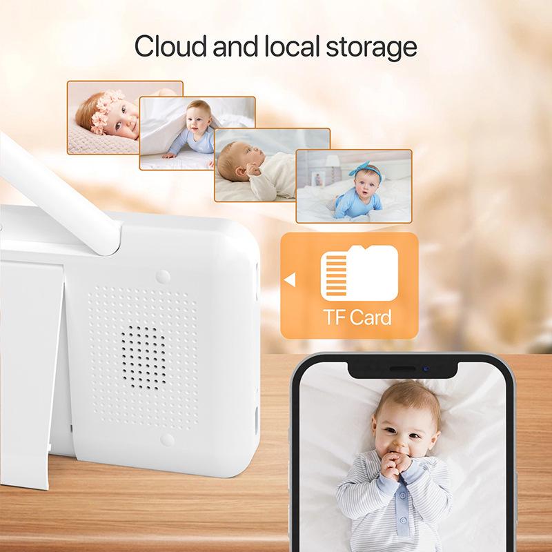 Беспроводной радионяня HD 5 дюймов с WiFi, двусторонней связью, ночным видением и удаленным мониторингом Tuya
