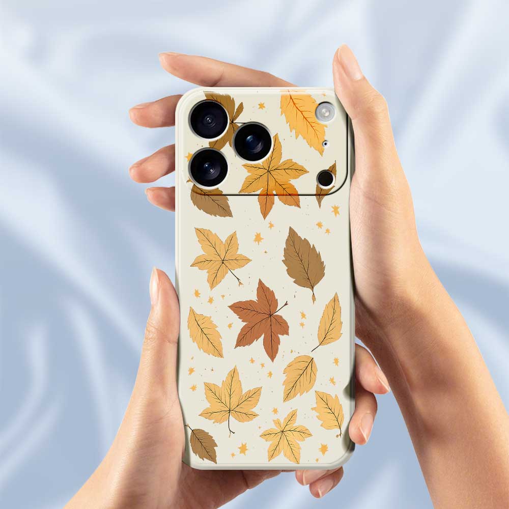 For iPhone 17 Pro Case Maple Leaves Pattern Printing Straight Edge TPU Phone Back Cover