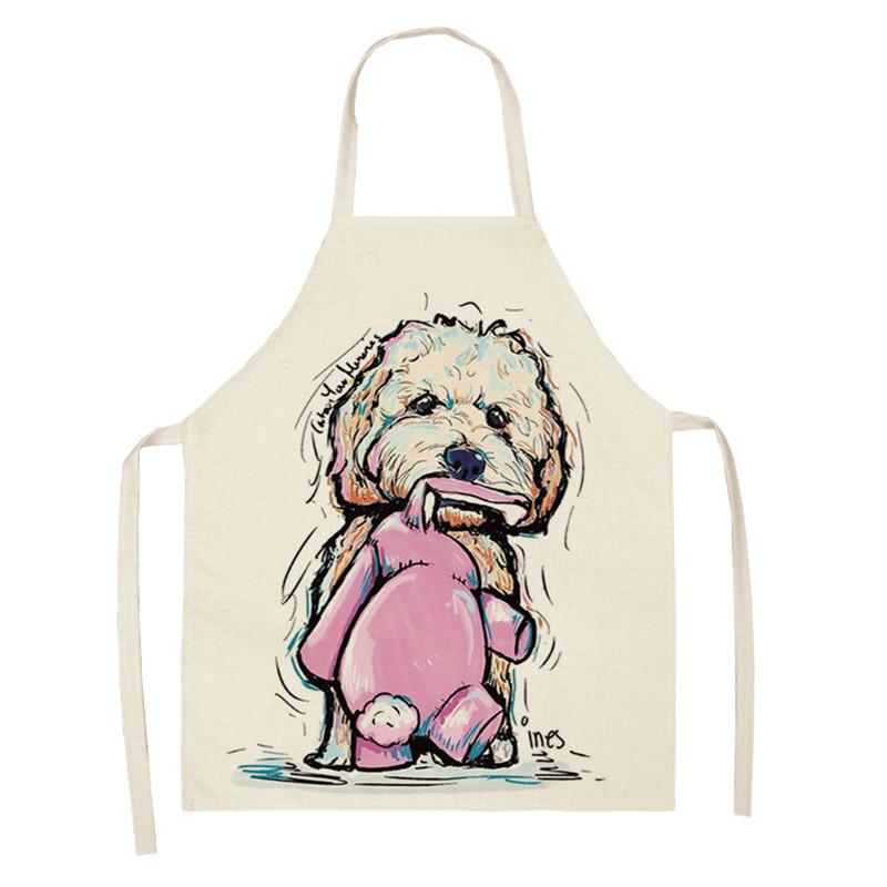 Домашние милые кухонные фартуки для собак для женщин, хлопковые льняные фартуки без рукавов, нагрудники для домашней кулинарии, инструменты для чистки, Delantal Cocina