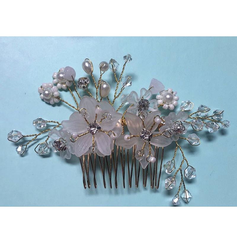 Модные жемчужные цветы ручной работы, свадебные заколки для волос с кристаллами, зажимы для подружки невесты, боковой гребень, декор для волос
