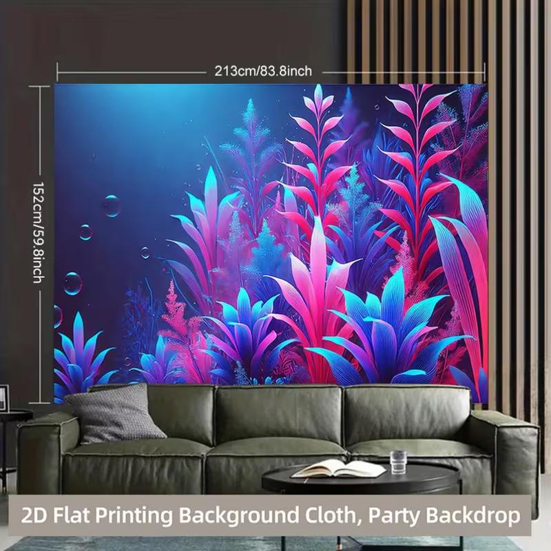 2D Magical Underwater Backdrop Glowing Seaweed Bubble Photography Banner