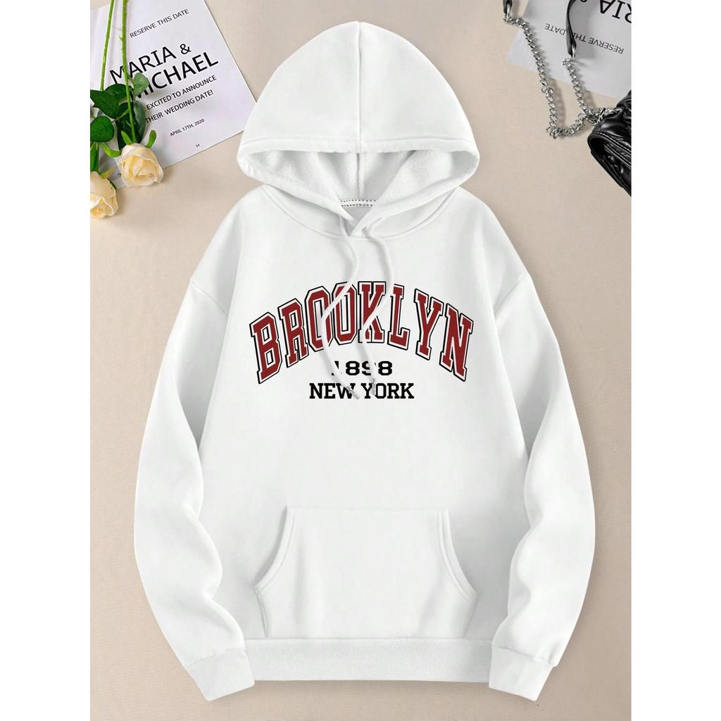 Свитшот Brooklyn 1898 New York City USA с капюшоном, осенние толстовки с круглым вырезом, простые свободные мужские топы
