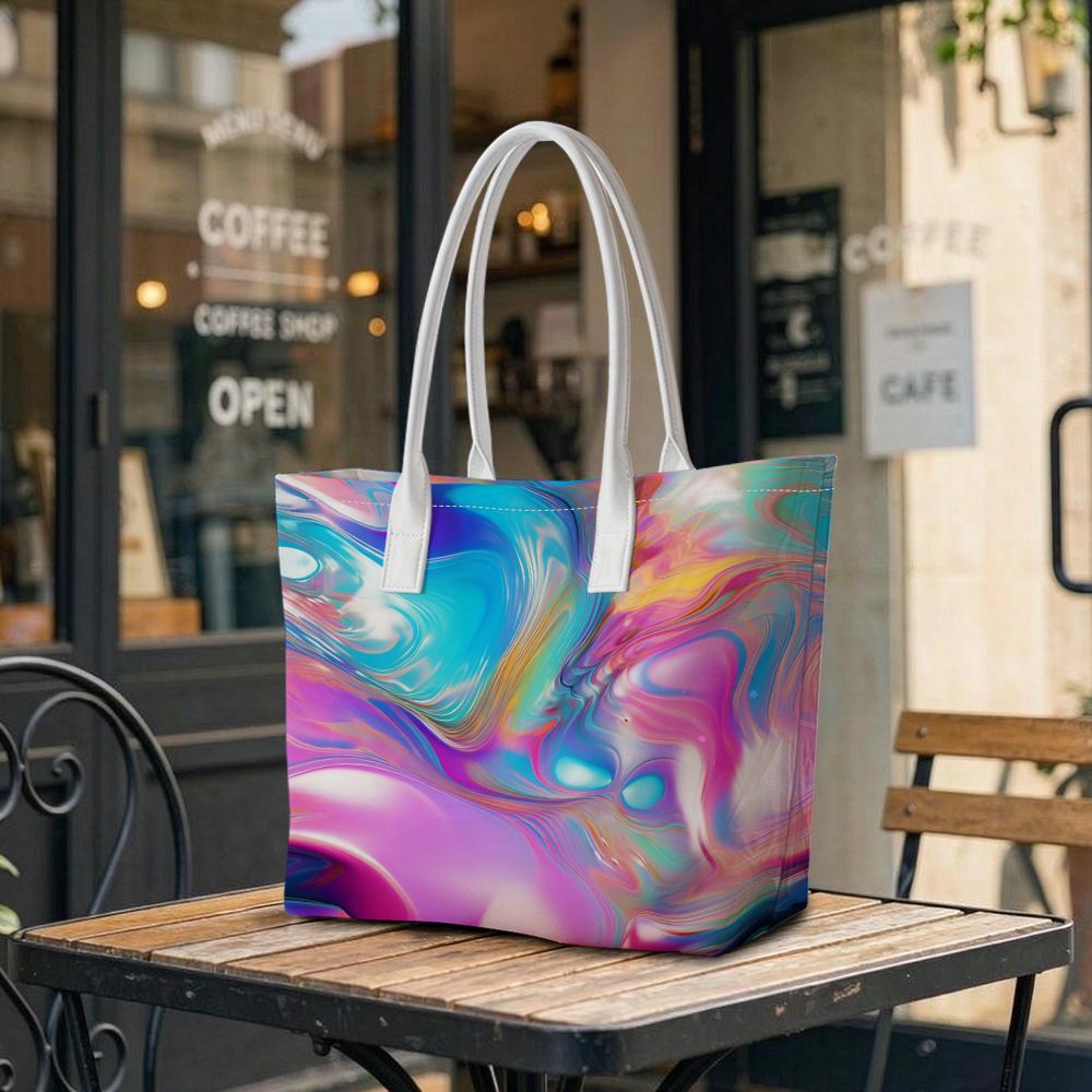 Colorful Fluid Pattern Tote Bag Fashion Casual Large Capacity Daily Commuter Shoulder Bag for Women