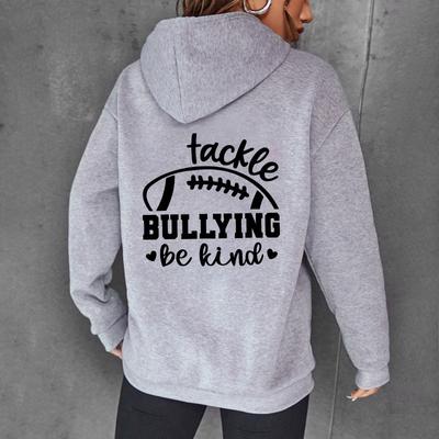 Осенне-зимний женский модный флисовый свитер с капюшоном и рукавами-фонариками с принтом в виде букв