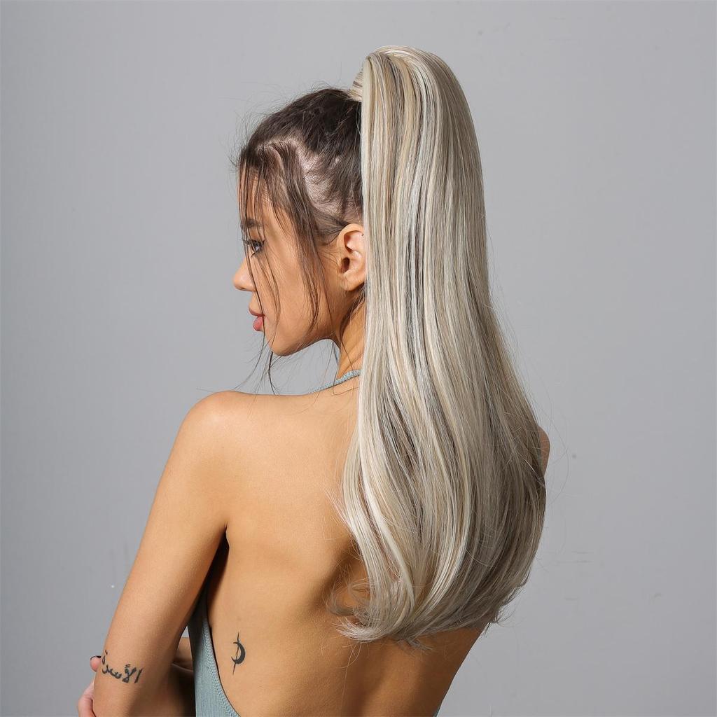 EASIHAIR Длинные волнистые вьющиеся волосы с заколкой в ​​хвосте для наращивания волос Синтетический конский хвост Накладные волосы Коричневые платиновые накладные афро-шиньоны Парик