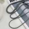 French Dark Grey Shijia Pearl Necklace for Women with Advanced Feeling and Versatile Clavicle Chain