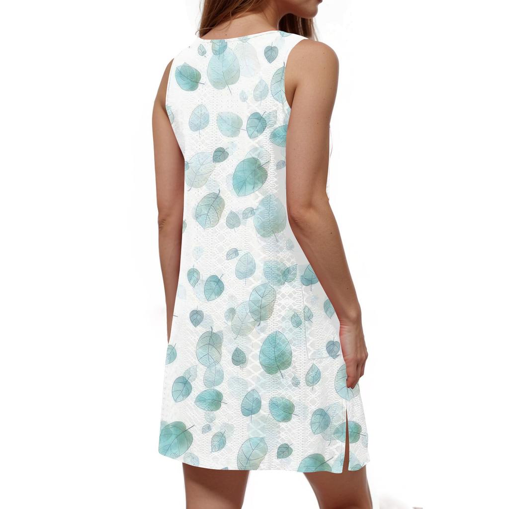 Женский повседневный сарафан с карманами, летнее пляжное платье в стиле бохо, футболки, платье с V-образным вырезом, свободные платья-майки