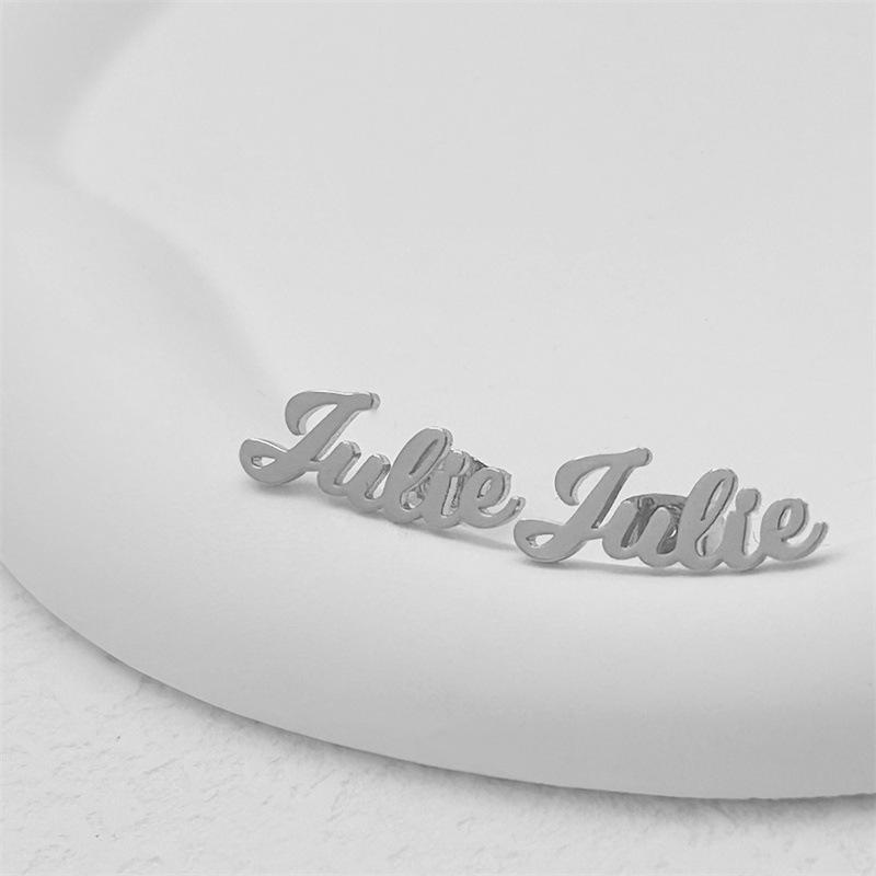 Персонализированное ожерелье-подвеска с буквой для женщин, золотой, серебряный цвет, индивидуальная подвеска с именем, чокер из нержавеющей стали, серьги