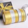 Ленты с блестками 6-50 мм 25 ярдов Золотая/Серебряная Металлическая Органза Лента для Свадебного Торта Подарочное Украшение DIY Принадлежности для Рукоделия
