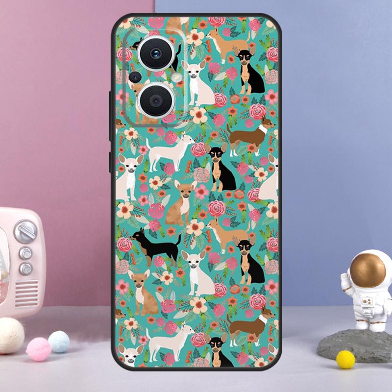 Chihuahua Face Floral Dog Funda For OPPO Reno 11 F 12F 13F 14F 10 12 13 14 Pro 7 8 Lite OPPO Find X9 X6 X5 X8 Pro Case