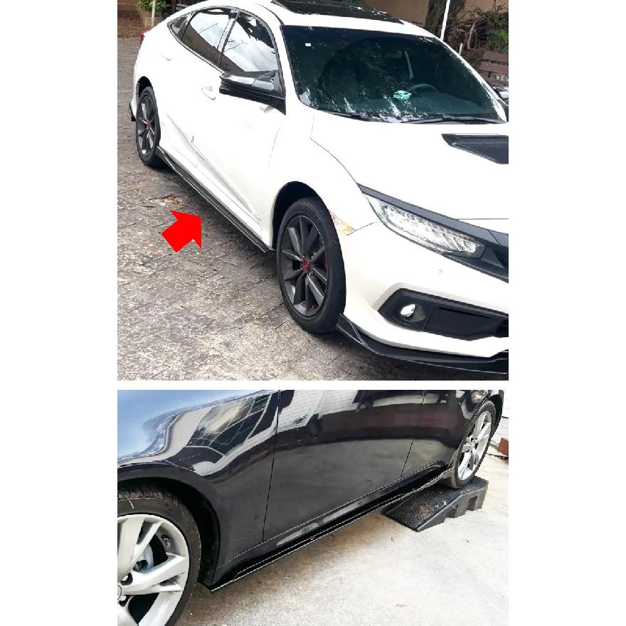 For Honda Civic 2015+ Hatchback Sedan Type-R Side Skirt Extension Line Rocker Panels Guard Body Kit ABS Gloss Black