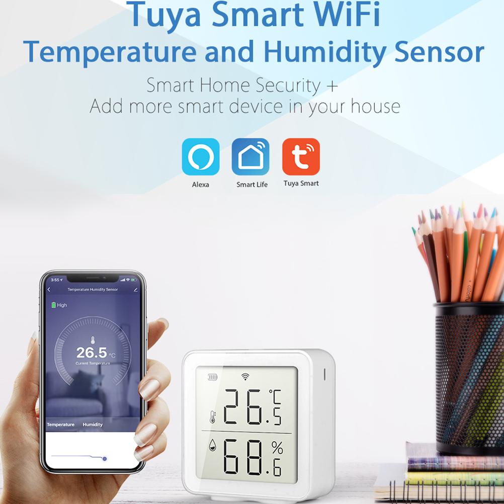 Умный WiFi Датчик влажности Гигрометр Уличный Внутренний Термометр Цифровой ЖК-Дисплей Температура