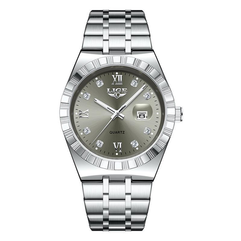 Мужские Модные Деловые Часы Мужские Спортивные Черные из Нержавеющей Стали Роскошные Светящиеся Водонепроницаемые Мужские Кварцевые Часы