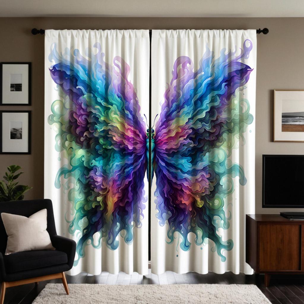 2 шт. HD Многоцветные цветы бабочки декоративные занавески Цветовая система цифровая печать занавески Стиль украшения дома Украшение