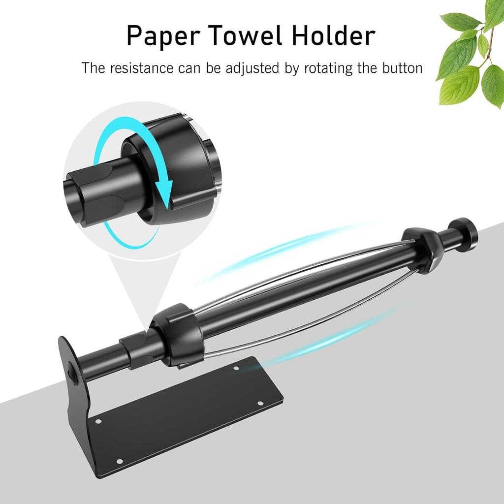 SetSail Paper Towel Holder, Single Hand Operable Paper Towel Holder Under Cabinet with Adjustable Damper, Easy Tear, Wall Mount, Self-Adhesive