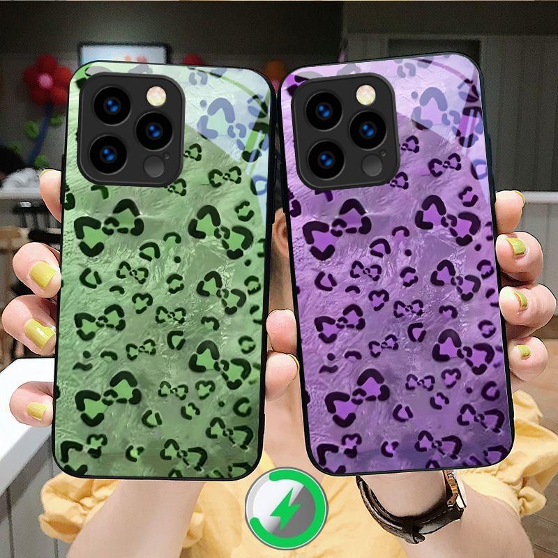 Абстрактный леопардовый принт Подходит для iPhone 16E 17 Pro Max 15 Pro 14 13 Plus 12 mini 11 16 Air 17Pro Магнитный стеклянный чехол для телефона