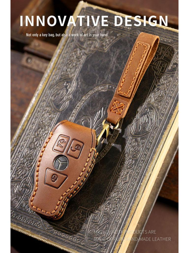 Mercedes-Benz C260L/C200L Handmade Leather Key Cover with Chain