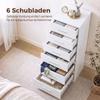 Chest of Drawers with 6 Drawers, Modern Bedroom Dresser, Storage Cabinet, 40 x 40 x 110 cm, White Wood Look