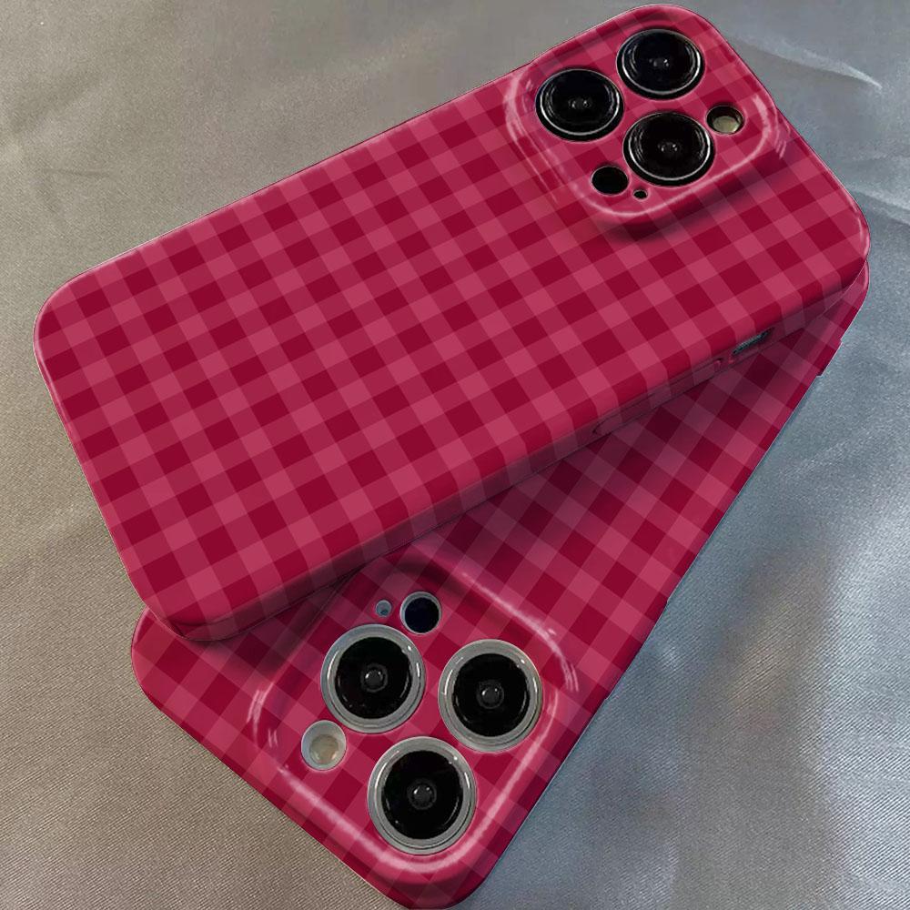 Чехол для телефона Poco x7 f8 f7 f6 x6 f3 f5 Pro C61, ретро, красный, в клетку, из твердого пластика, ударопрочный, защитный бампер