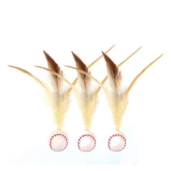 1 шт./3 шт. Интерактивная игрушка-мяч с перьями Мини-прыгучий баскетбольный футбольный бейсбольный мяч с перьями Игрушка-ловец для домашних кошек