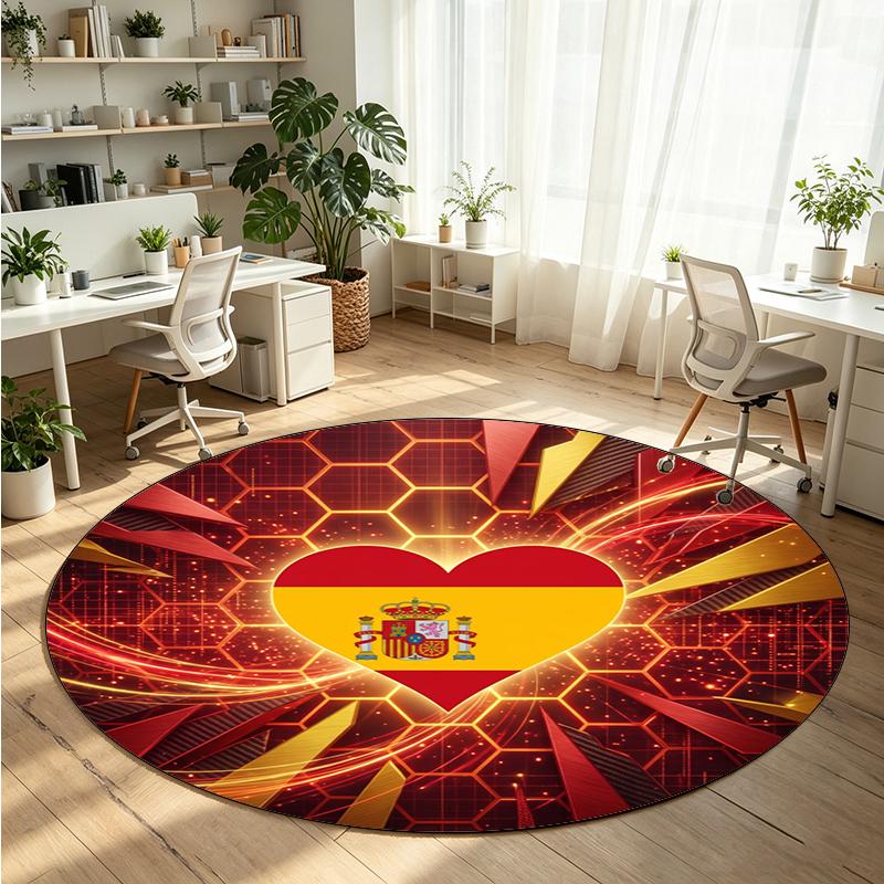 Spain Football Printed Round Crystal Velvet Rug Soft Non Slip Floor Carpet For Bedroom Holiday Gift