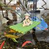 Bamboo Raft Fisherman Figurine Boat Fishing Elderly Resin Statue Sculpture Floating Outdoor Yard Fishpond Aquarium Decoration Ornament