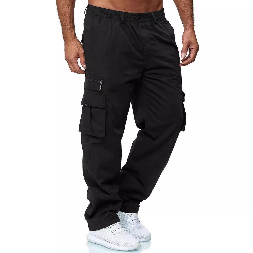 Men's Solid Color Plus Size Casual Multi-Pocket Cargo Pants