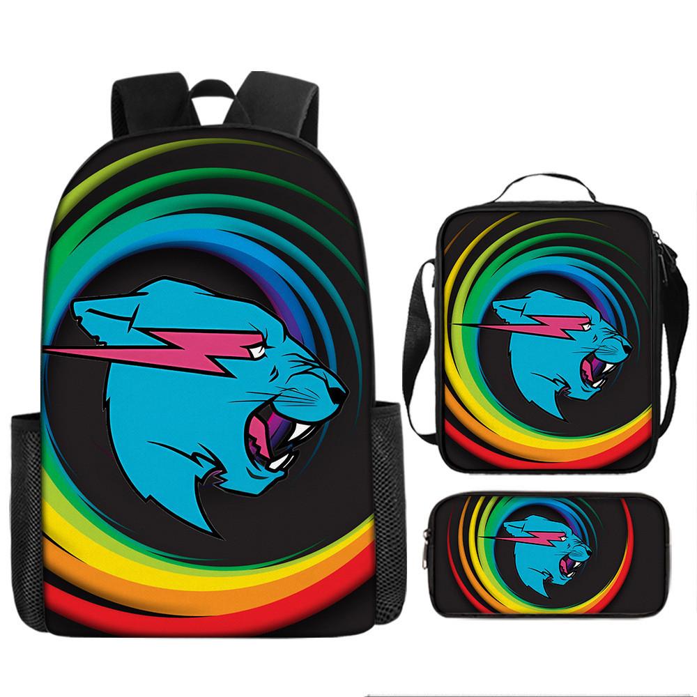 Mr Beast Lightning Cat 3d Print School Backpack With Breathable Oxford Fabric For Kids