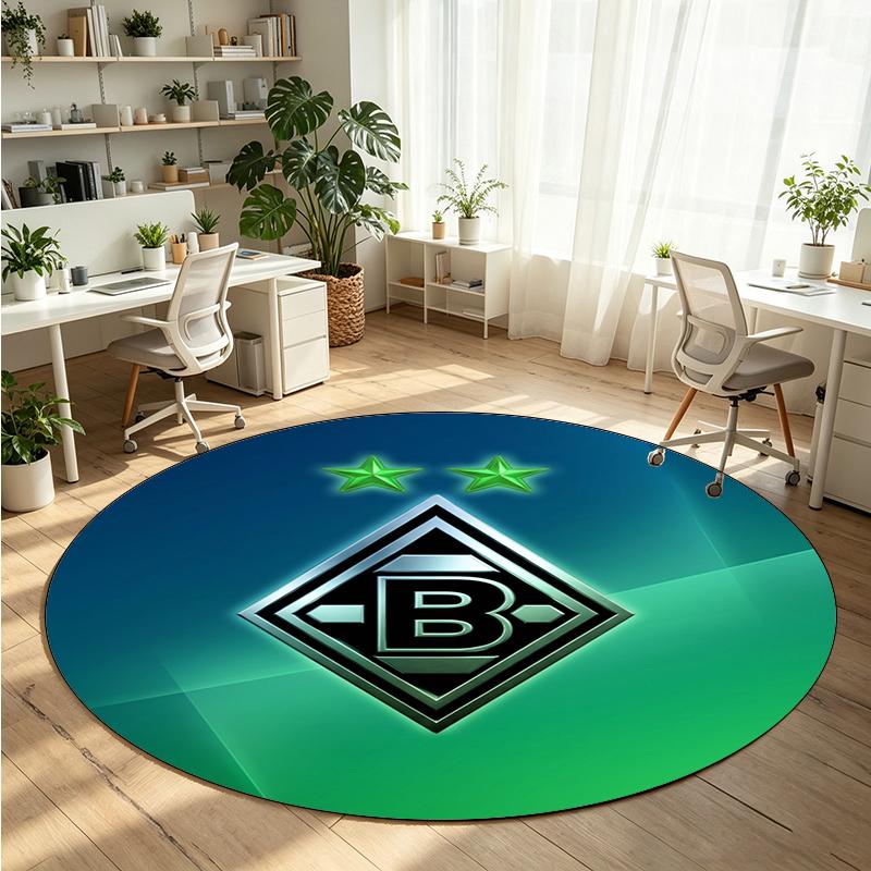 Borussia Mönchengladbach Printed Round Crystal Velvet Rug Soft Non Slip Floor Carpet For Bedroom Holiday Gift